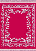Vibrant Fuchsia Floral Border Rug