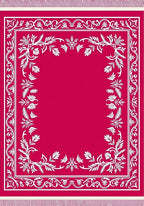 Vibrant Fuchsia Floral Border Rug
