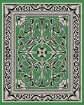 Emerald Green Floral Scroll Border Rug