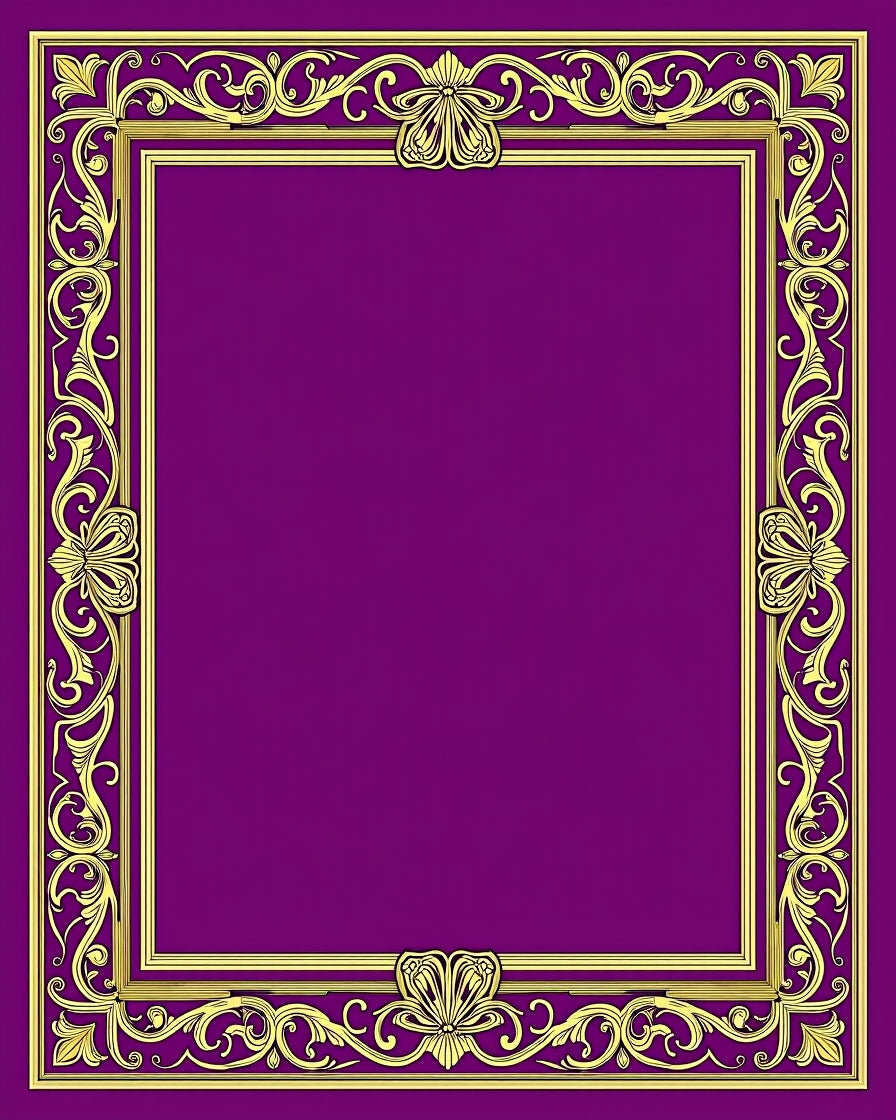 Regal Gold Orchid Border on Purple Rug