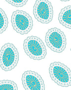 Aqua Golden Sunburst Medallion Rug