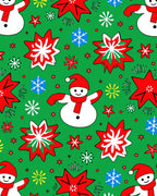 Charming Snowman Red Star Festive Snowflakes Rug