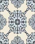 Light Blue Scrollwork Damask Medallion Rug