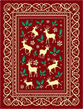 Reindeer Holly Festive Border Rug