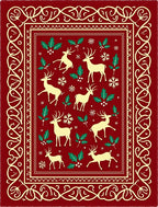 Reindeer Holly Festive Border Rug