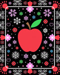 Red Apple Snowflake Floral Border Rug