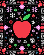 Red Apple Snowflake Floral Border Rug