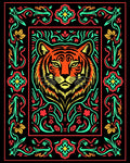 Bold Tiger Floral Border Rug