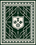 Dark Green Cream Emblematic Geometric Rug