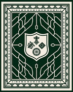 Dark Green Cream Emblematic Geometric Rug