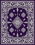 Deep Violet Floral Medallion Border Rug