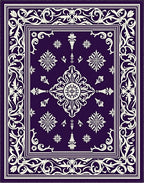 Deep Violet Floral Medallion Border Rug