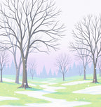 Winter Snowfall Forest Path Rug