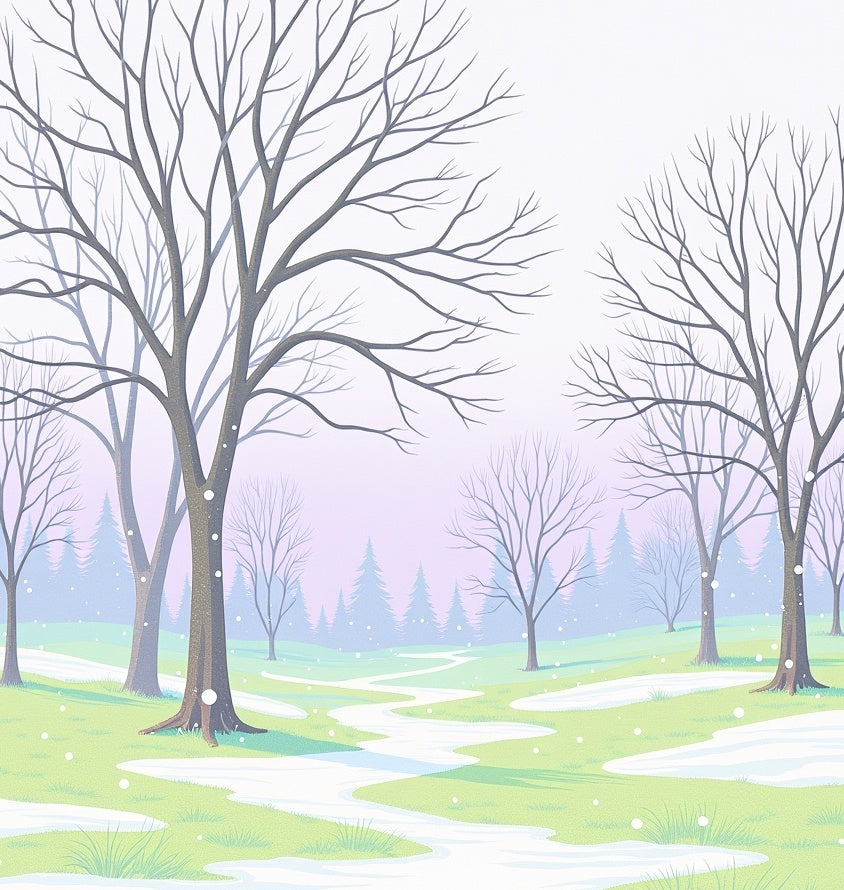 Winter Snowfall Forest Path Rug