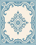 Classic Blue Scroll Diamond Frame Rug