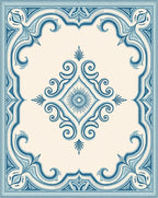 Classic Blue Scroll Diamond Frame Rug