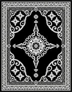 Black Ivory Floral Medallion Centerpiece Rug