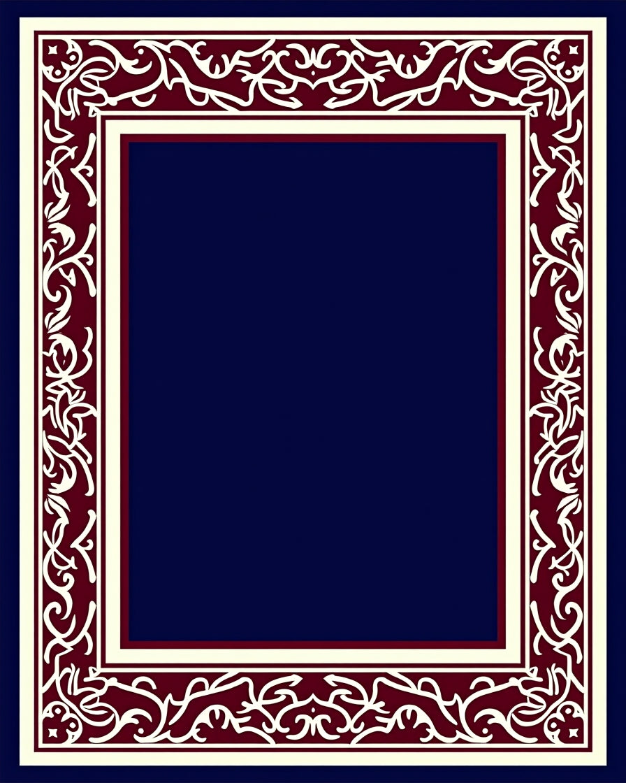 Crimson Cream Scrollwork Border Rug