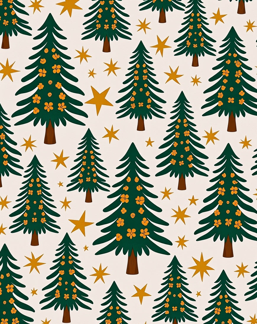 Green Evergreen Starry Night Trees Rug