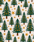 Green Evergreen Starry Night Trees Rug