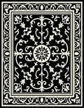 Black and White Floral Scroll Rug