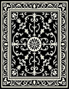 Black and White Floral Scroll Rug