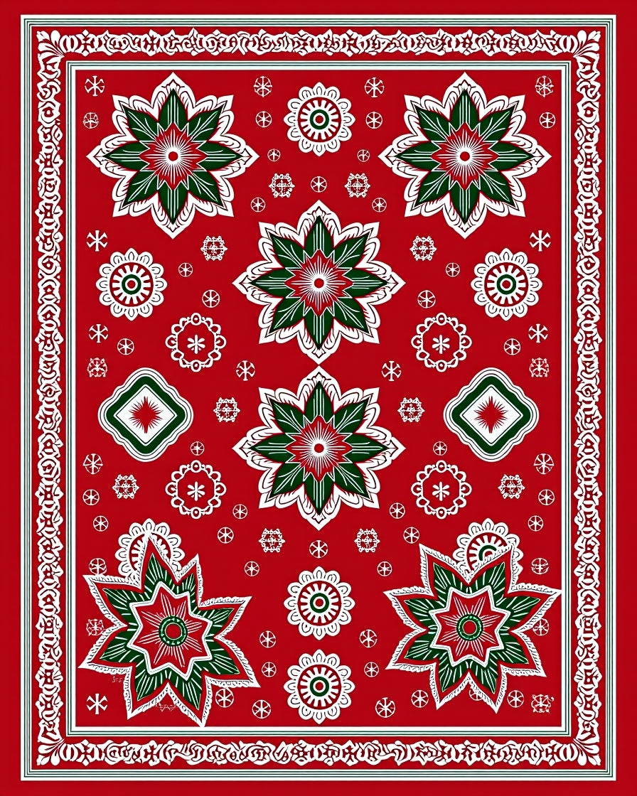 Bold Red Floral Starburst Rug