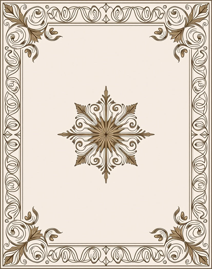 Vintage Brown Floral Medallion Frame Rug