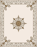 Vintage Brown Floral Medallion Frame Rug
