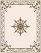 Vintage Brown Floral Medallion Frame Rug