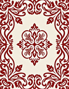 Crimson Ivory Floral Medallion Border Rug