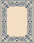 Ornate Cobalt Vine Border Rug