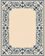 Ornate Cobalt Vine Border Rug