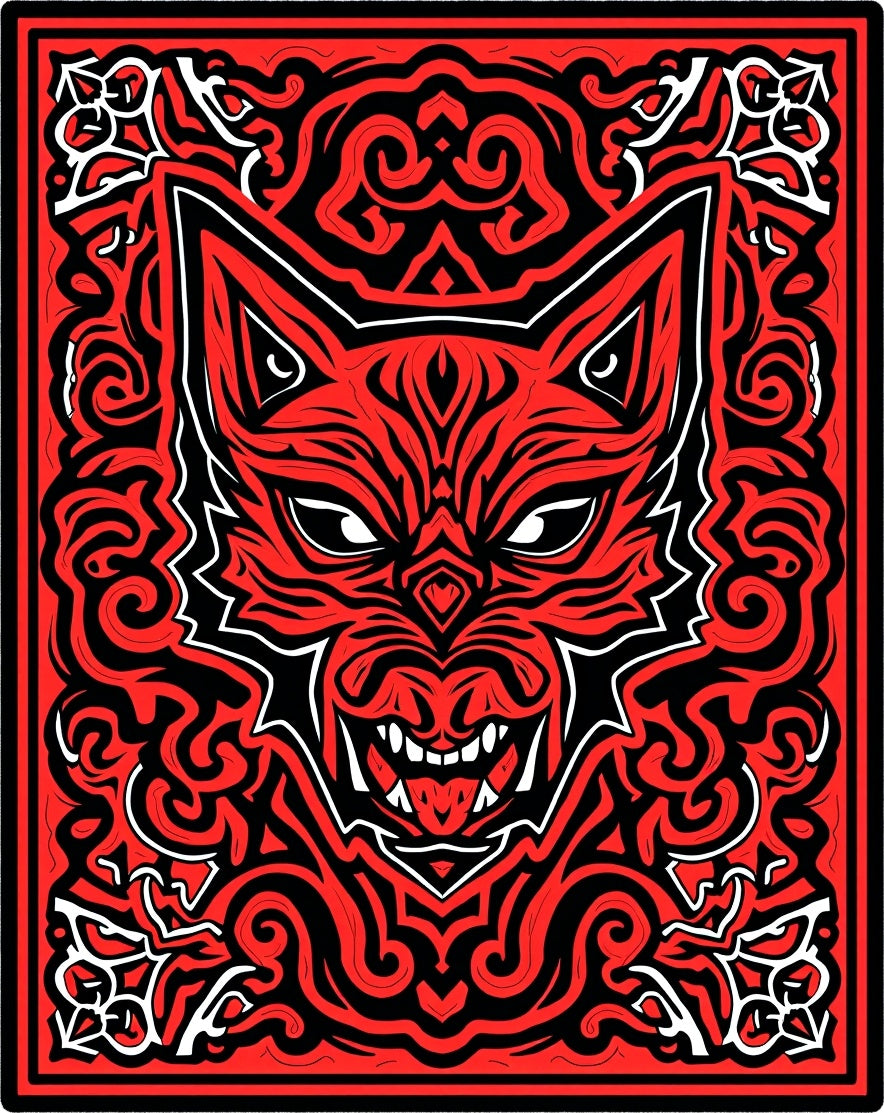 Crimson Red Fierce Beast Swirl Rug