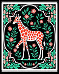 Bold Orange Giraffe Floral Meadow Rug