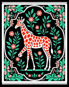 Bold Orange Giraffe Floral Meadow Rug