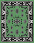 Green Floral Black Decorative Medallion Rug