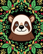 Playful Panda Green Floral Border Rug