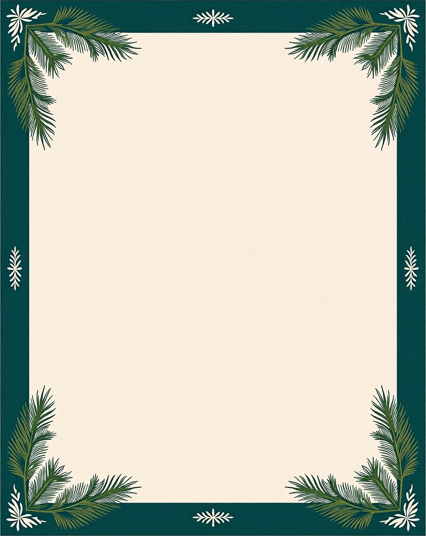 Emerald Green Pine Branch Border Rug