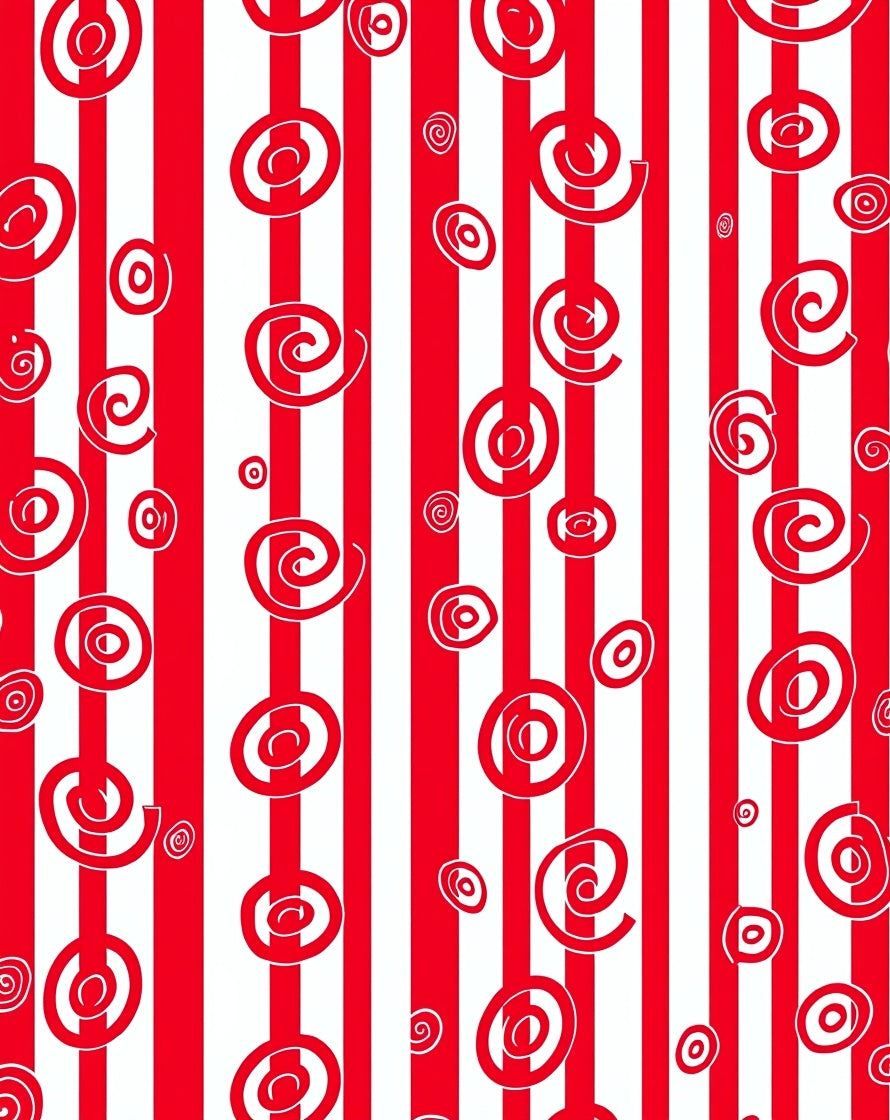 Red White Swirl Stripes Rug