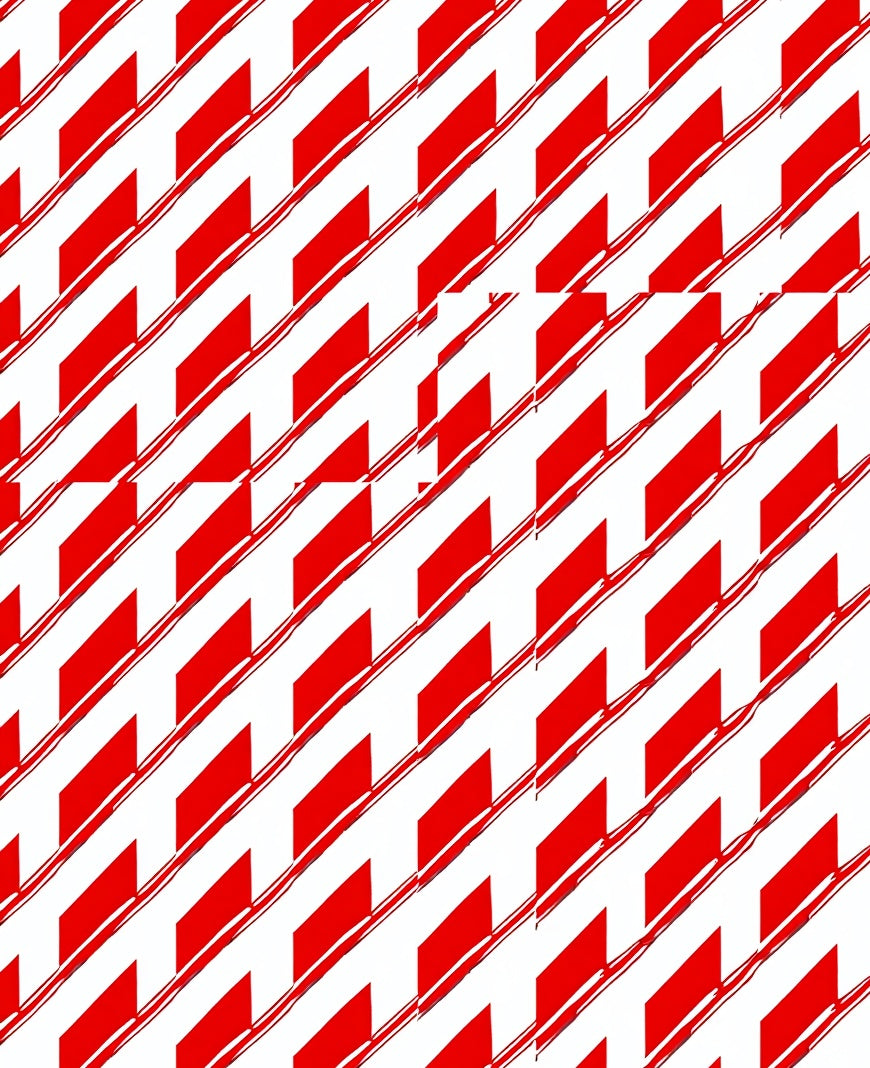 Red White Diagonal Stripe Zigzag Rug