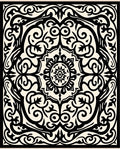 Black Cream Baroque Flourish Medallion Rug