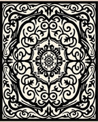 Black Cream Baroque Flourish Medallion Rug