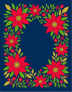 Red Floral Wreath Navy Rug