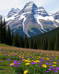 Alpine Meadow Purple Yellow Wildflower Rug
