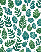 Emerald Green Leafy Cluster Botanical Rug