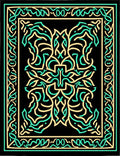 Black Golden Aqua Organic Border Rug