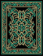 Black Golden Aqua Organic Border Rug