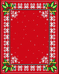 Red Holly Snowflake Border Rug