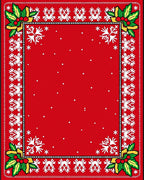 Red Holly Snowflake Border Rug